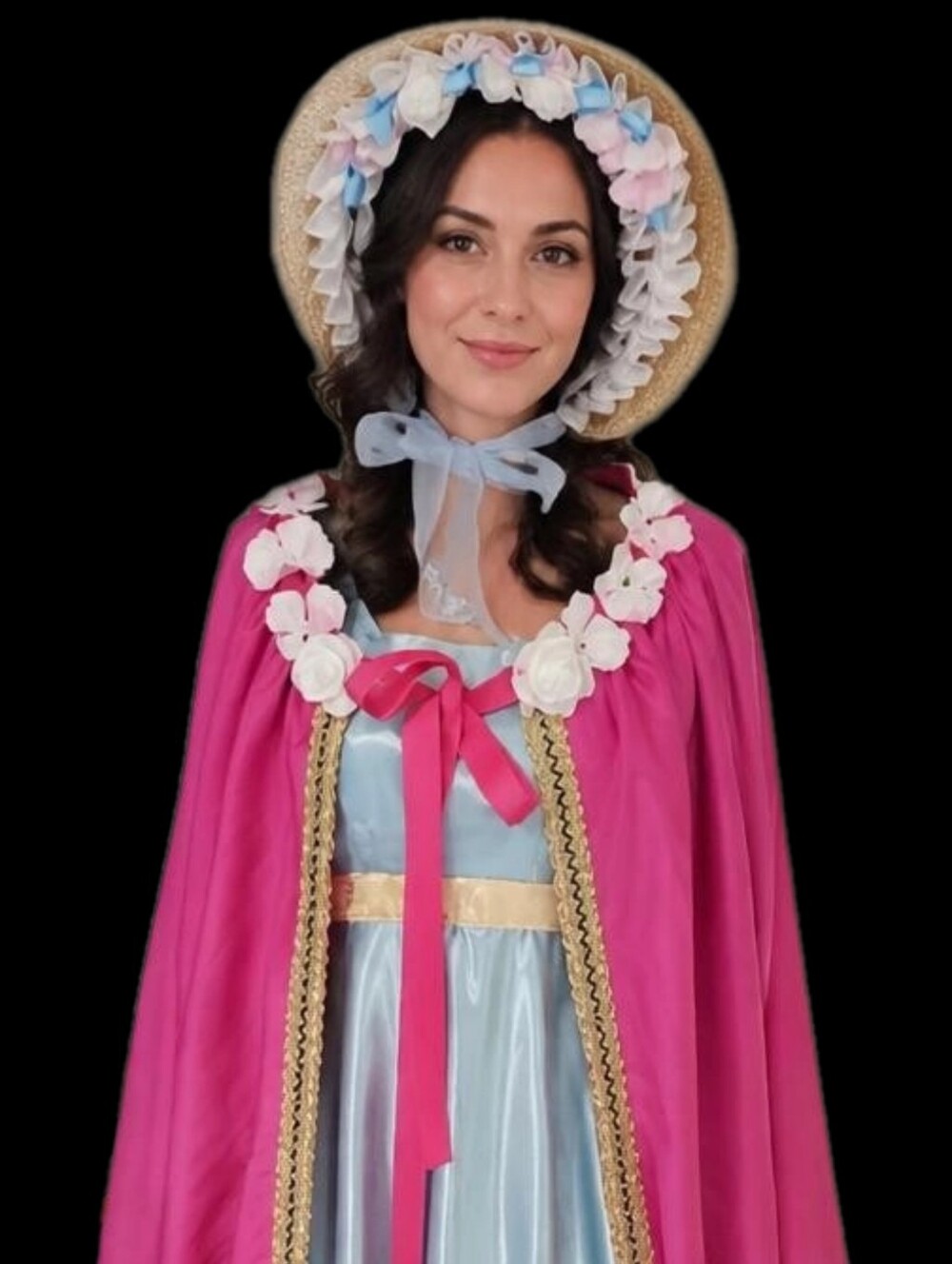 Jane Austin Regency Gown Set Halloween Costume Empire Waist Dress / Cape Size M - Picture 3 of 12